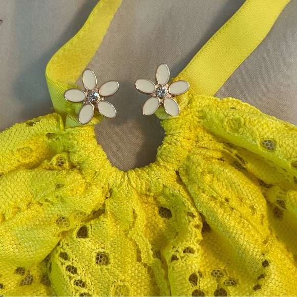 Savage X Fenty Women's Size 1X Bombshell Broderie Lace Halter Bralette Yellow - Picture 9 of 12